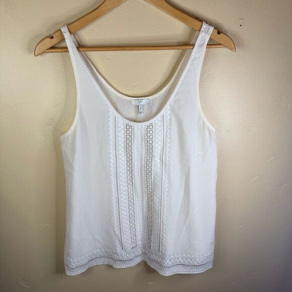 Joie Small Silk Crochet Detail White Camisole Tank Layering Gorgeous‎ New - Picture 1 of 7
